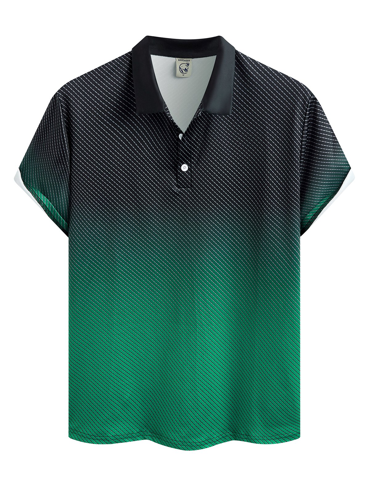 Abstract Gradient Geometric Button Short Sleeve Polo Shirt
