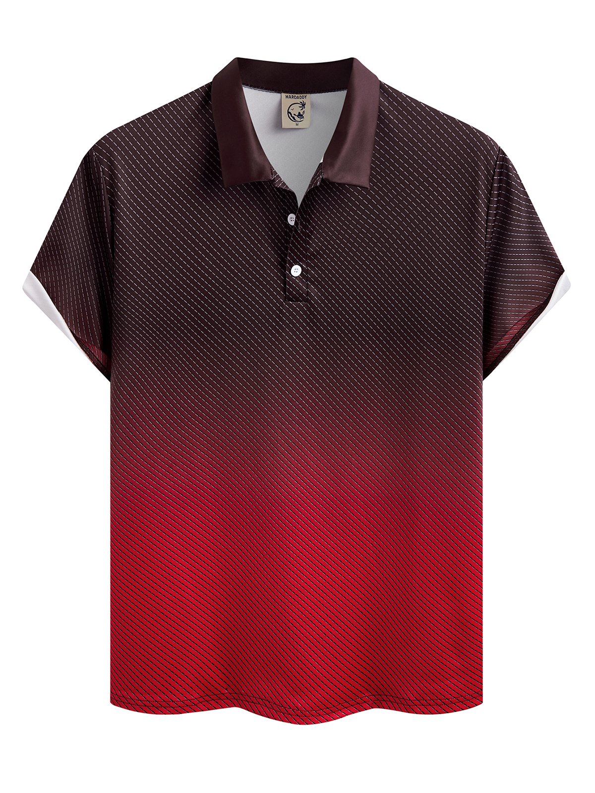 Abstract Gradient Geometric Button Short Sleeve Polo Shirt
