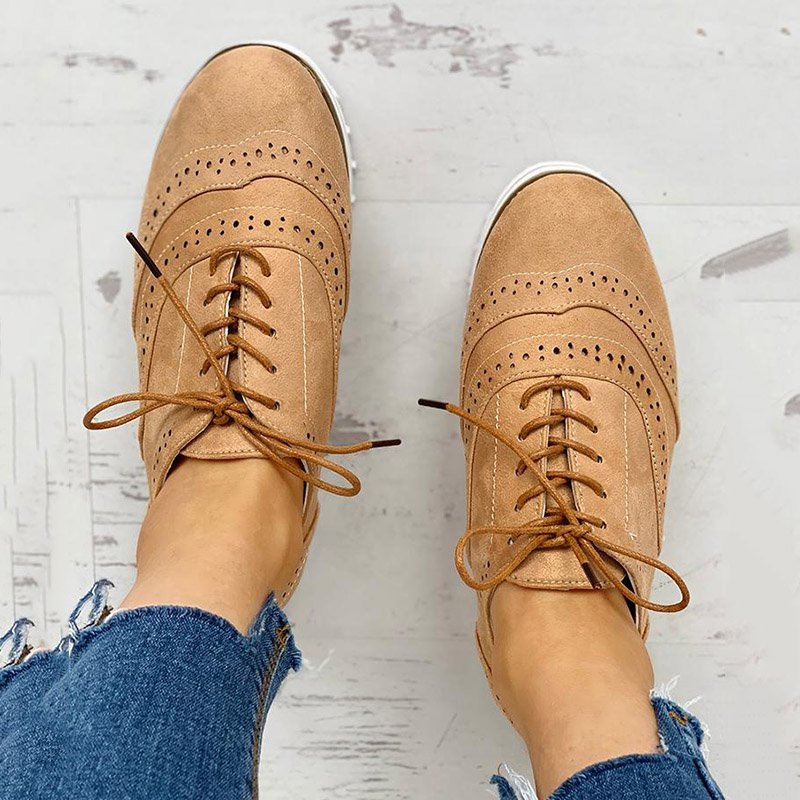 Mostata Women Lace Up Perforated Oxfords Shoes