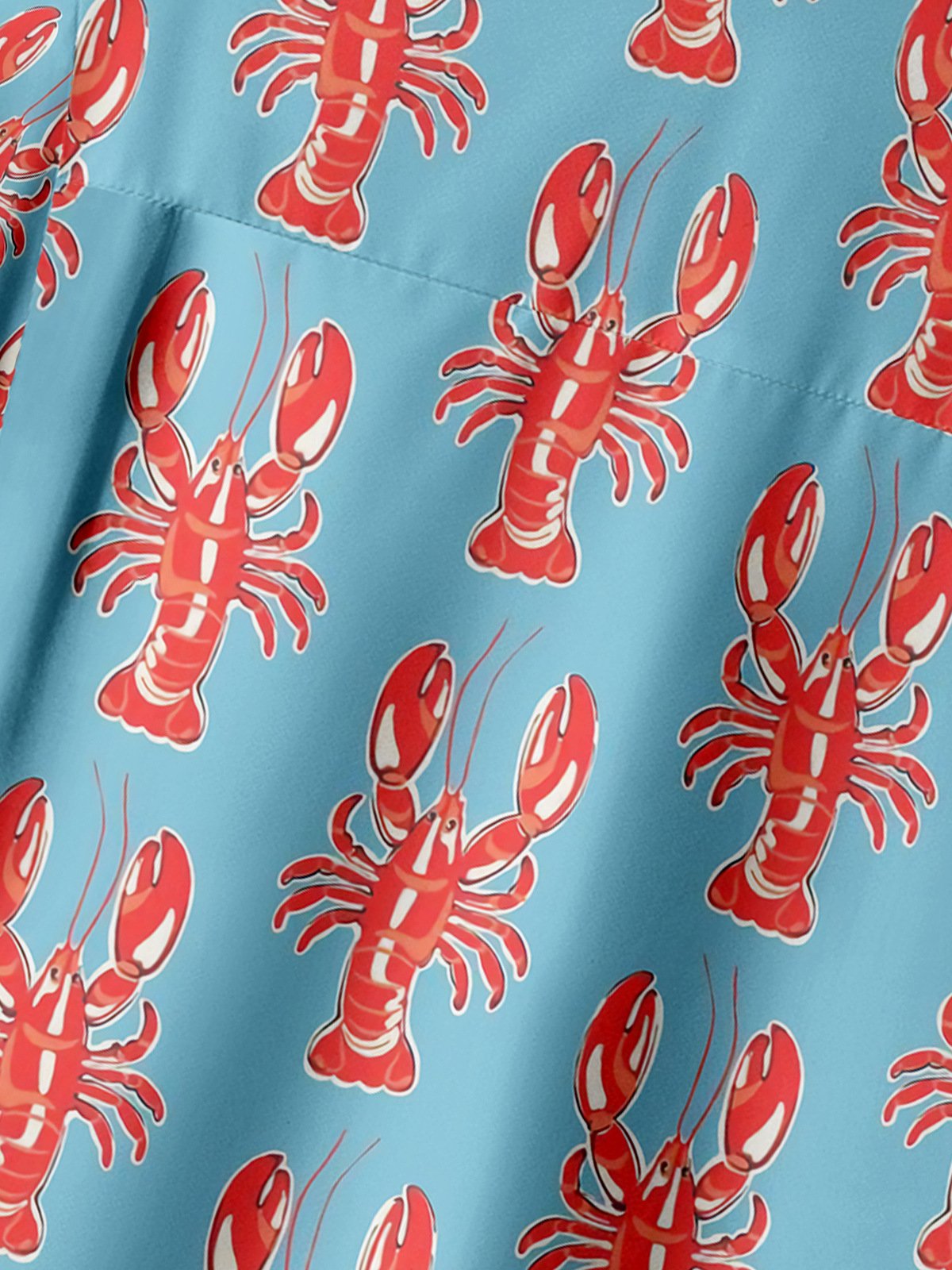 Lobster Chest Pocket Short Sleeve Hawaiian Shirt