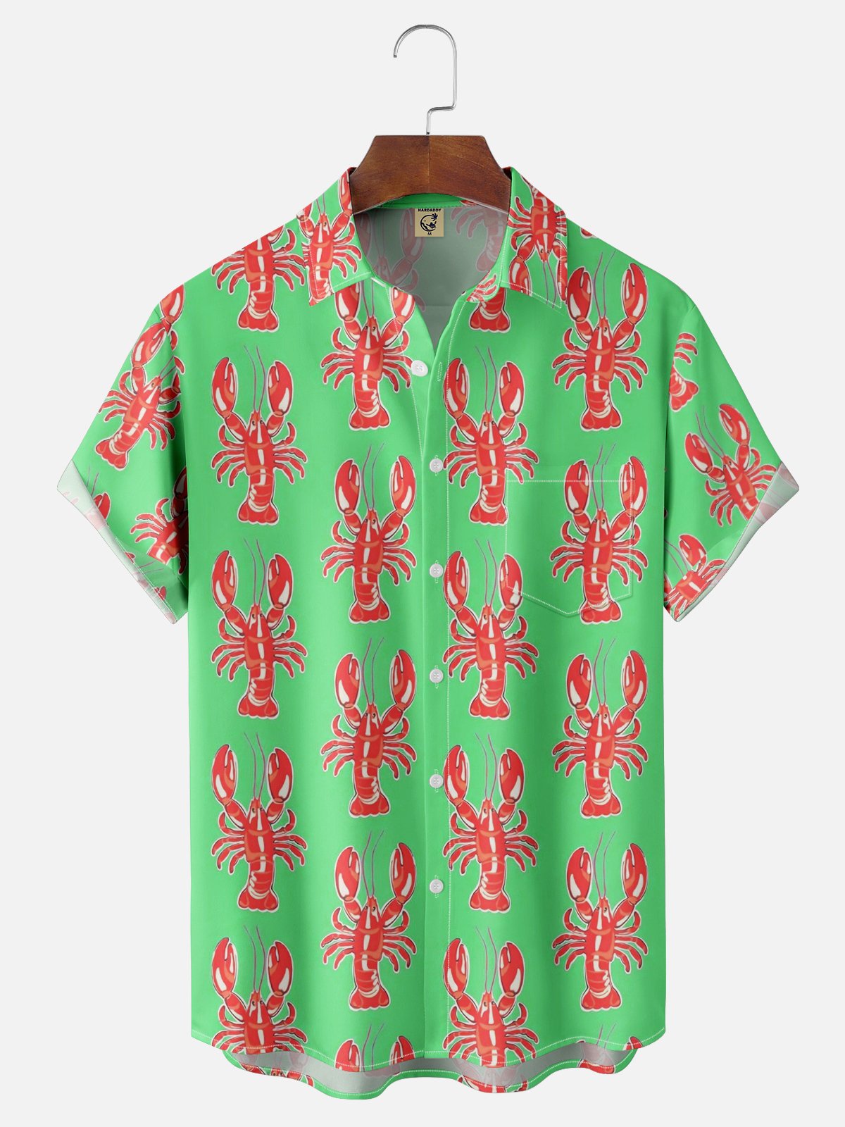 Lobster Chest Pocket Short Sleeve Hawaiian Shirt