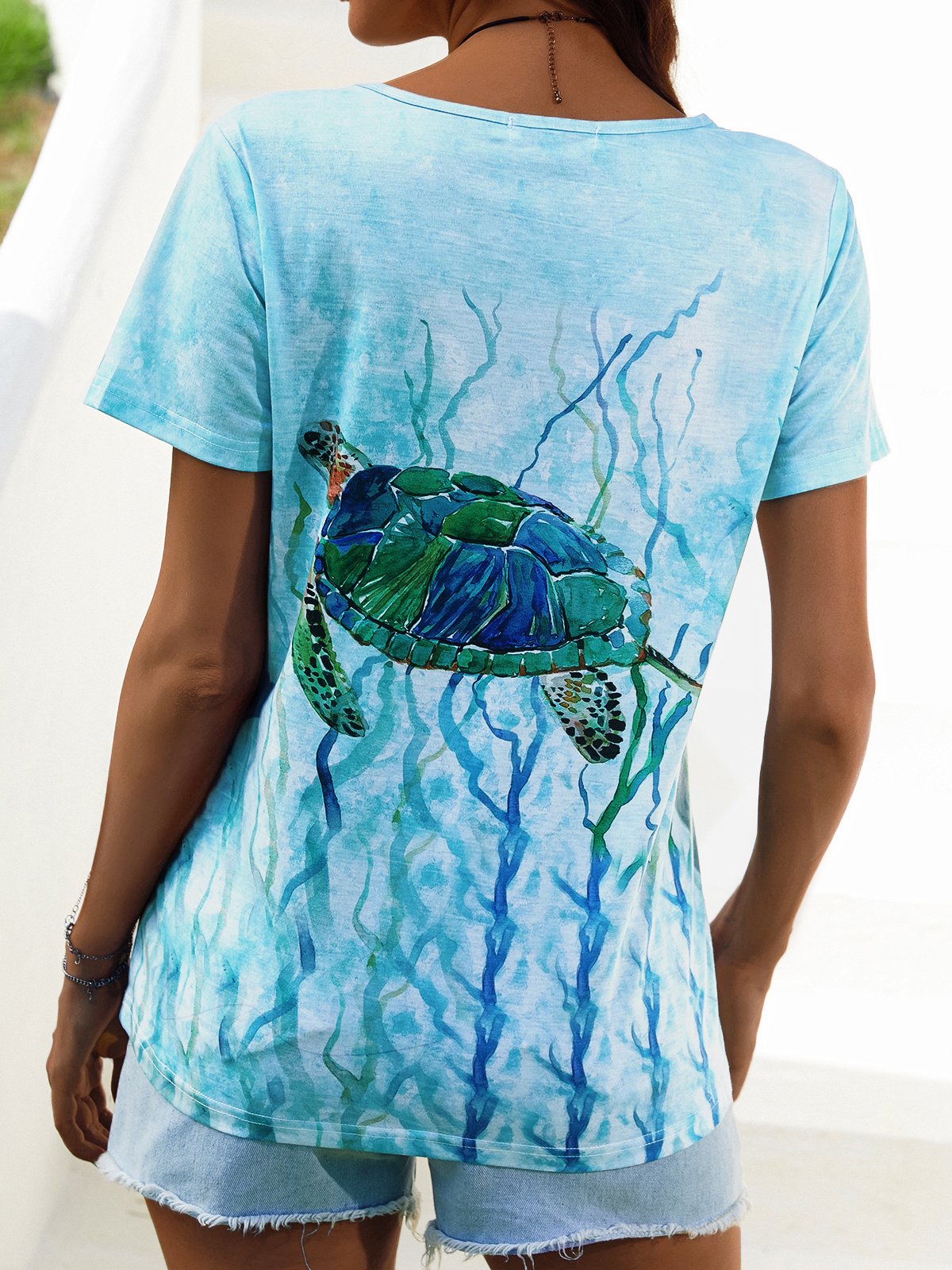 Turtles Short Sleeve Crew Neck Casual T-shirt