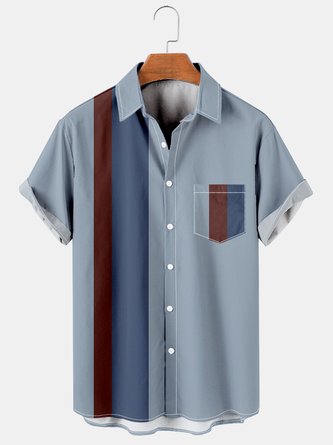 Men's Art Geometric Panel Casual Short Sleeve Hawaiian Shirt