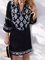 Black Geometric Boho V Neck Floral-Print Dresses