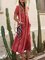 Mostata Red Pockets Cotton-Blend Short Sleeve Dresses