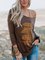 Brown Cotton-Blend Holiday Crew Neck Shirts & Tops