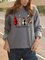 Christmas Casual Crew Neck Shift Shirts & Tops