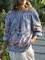 Gray-Blue Casual Crew Neck Shirts & Tops