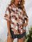 Brown Shift Short Sleeve Geometric Shirts & Tops