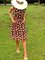Coffee Sleeveless Floral-Print Polka Dots Dresses