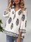 White 3/4 Sleeve Cotton-Blend V Neck Boho Shirts & Tops