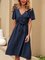 Grey-Blue A-Line Boho Solid Dresses