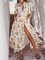 White Beach Holiday Seaside Floral Printed Buttoned Long Sleeve Shirt Collar Dresses