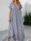 Blue Short Sleeve Solid Boho Dresses
