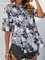 Gray Short Sleeve Linen Geometric Shift Shirts & Tops