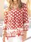 Red V Neck Casual Floral Gathered Fringed Shirts & Tops