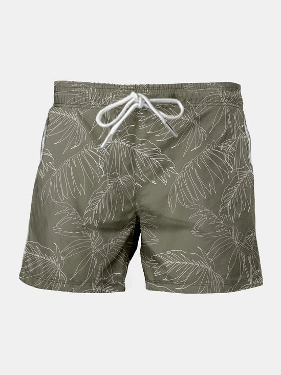 Hawaiian Leaf Graphic Men's Beach Shorts