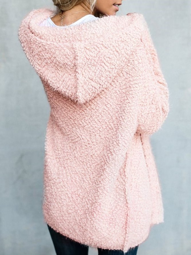 Mostata Casual Long Sleeve Hooded Fuzzy Coat