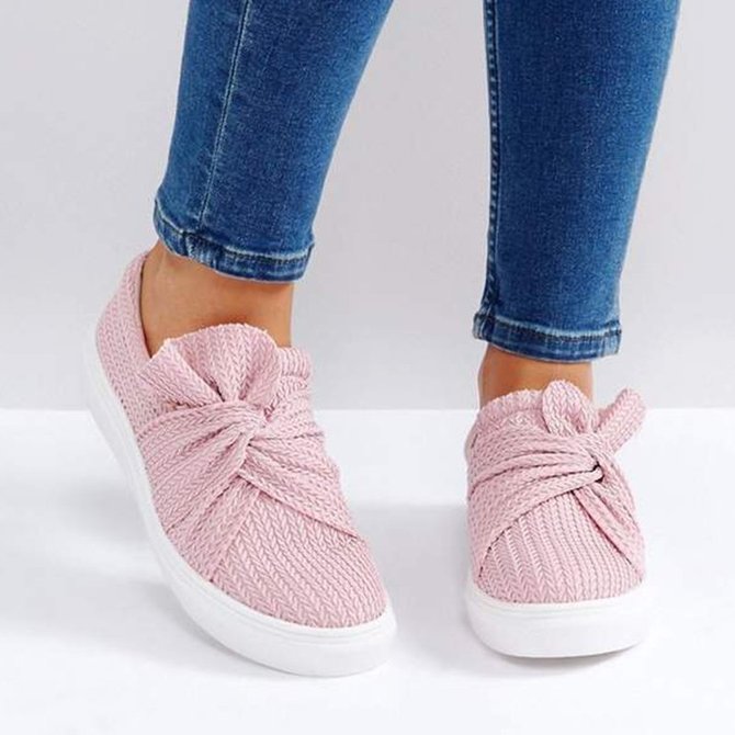 pink slip on sneakers