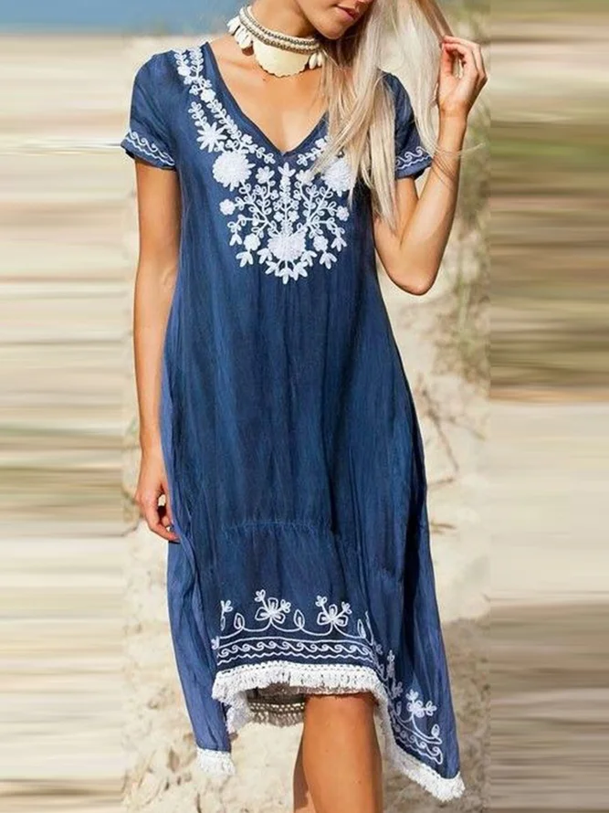summer cotton short sleeve dresses