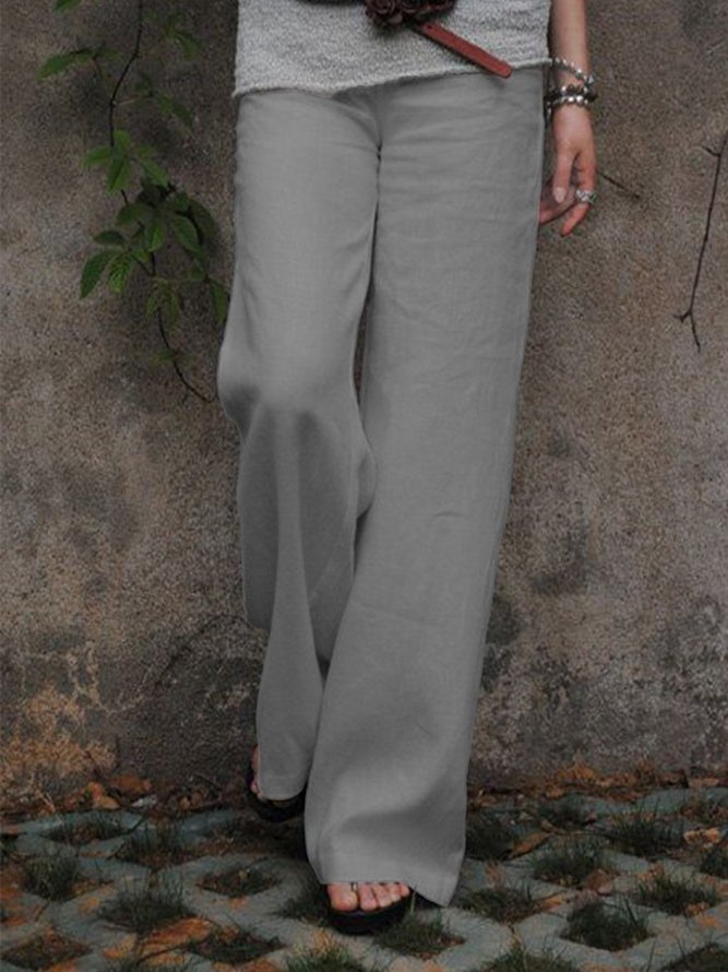 Mostata Women's Plus Size Casual Cotton Solid Pants