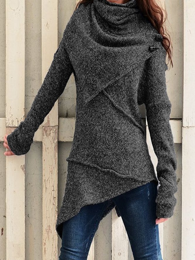 Mostata Women's Grey Asymmetrical Casual Plus Size Coats