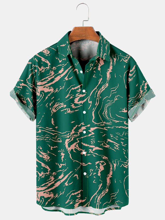 Men's Geometric Texture Print Casual Vacation Short Sleeve Hawaiian Shirt