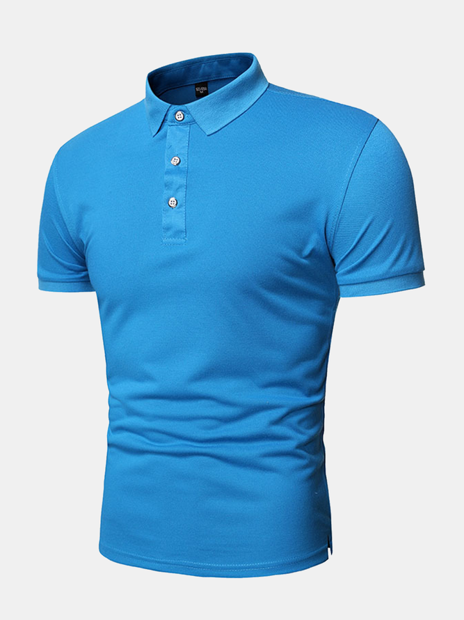 Casual Style Basic Series Plain Lapel Short-Sleeved Polo Top