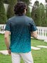 Ombre Abstract Geometric Button Short Sleeve Polo Shirt