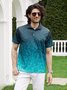 Ombre Abstract Geometric Button Short Sleeve Polo Shirt