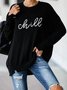 Black Casual Printed Knitted plus size Sweater