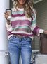 Mostata Plus Size  fashion sweaters For Women Multicolor Striped Statement Sweaters