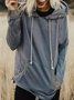 Mostata Women Casual Hoodie Plus Size Solid Sweatshirts