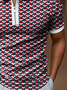 Casual Art Collection Geometric Color Block Lapel Short Sleeve Polo Top
