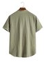 Men's Fashion Color Linen Stand Collar Short Sleeve Shirt