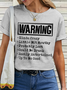 Women's Funny Word Warning Kinda Crazy Little Bit Mouthy Probably Lost Could Be Drunk Simple T-Shirt TJ
