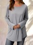 Mostata Women's plus size tops Gray Casual Crew Neck Shirts