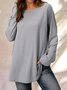 Mostata Women's plus size tops Gray Casual Crew Neck Shirts