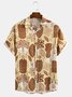 Mens Retro Aloha Hippie Print Lapel Loose Short Sleeve Funky Hawaiian Shirts